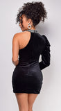 Jobelle Black Velvet Mini Dress