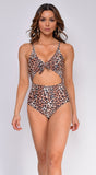 Moala Brown Cheetah Print Knotted Front Monokini