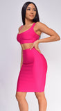 Milly Hot Pink Bandage Top And Skirt Set