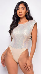 Houston Opal Beige Sequin Bodysuit