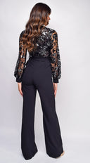 Eve Sequin Jumpsuit - Black