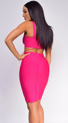 Milly Hot Pink Bandage Top And Skirt Set