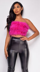 Catalina Pink Feather Crop Top