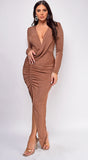 Jamila Brown Drape Dress