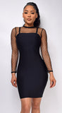 Nikki Black Mesh Bandage Dress