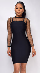 Nikki Black Mesh Bandage Dress