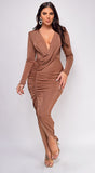 Jamila Brown Drape Dress