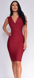 Anniston Burgundy Red Bandage Dress - Emprada