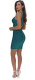 Jocelyn Blue Teal One Shoulder Bandage Dress