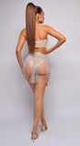 Paradise Beige Nude Jewel Fringe Cover Up Skirt