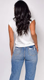 Riri White Basic Crew Neck Muscle Top