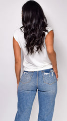 Riri White Basic Crew Neck Muscle Top