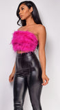 Catalina Pink Feather Crop Top