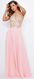 Cariana Blush Pink Gold Embroidered Gown - Emprada