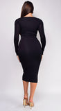 Jett Black Basic Square Neck Long Sleeve Midi Dress