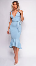 Reynosa Blue Ruffle Midi Dress
