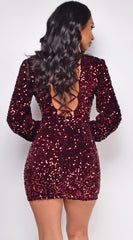 Ena Burgundy Red Sequin Dress