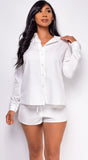 Yohana White Button Down Shirt Set