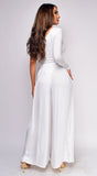 Paris White Pleated Wide Leg Pants