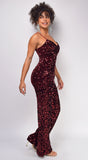 Marie Red Burgundy Sequin Jumpsuit