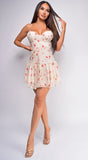 Candace Beige Red Floral Print Mini Dress
