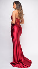 Carina Red Satin Corset Gown