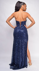 Kaz Blue Sequin Gown