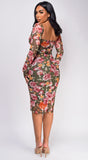 Angel Eyes Green Floral Print Midi Dress