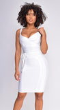 Lucila White Belted Bandage Dress