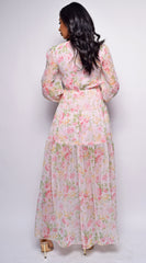 Spain Pink Multi Floral Print Maxi Dress