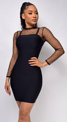 Nikki Black Mesh Bandage Dress