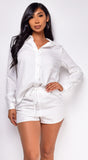 Yohana White Button Down Shirt Set