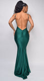 Mavin Emerald Green V Neck Low Back Gown