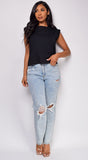 Riri Black Basic Crew Neck Muscle Top