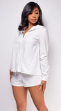 Yohana White Button Down Shirt Set
