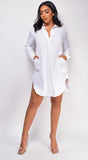 Myself And I White Linen Shirt Dress
