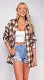 August Brown Flannel Plaid Oversized Shirt