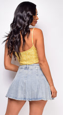 Kristen Yellow Floral Front Tie Top