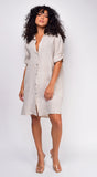 Sariyah Beige Linen Tunic Shirt Dress