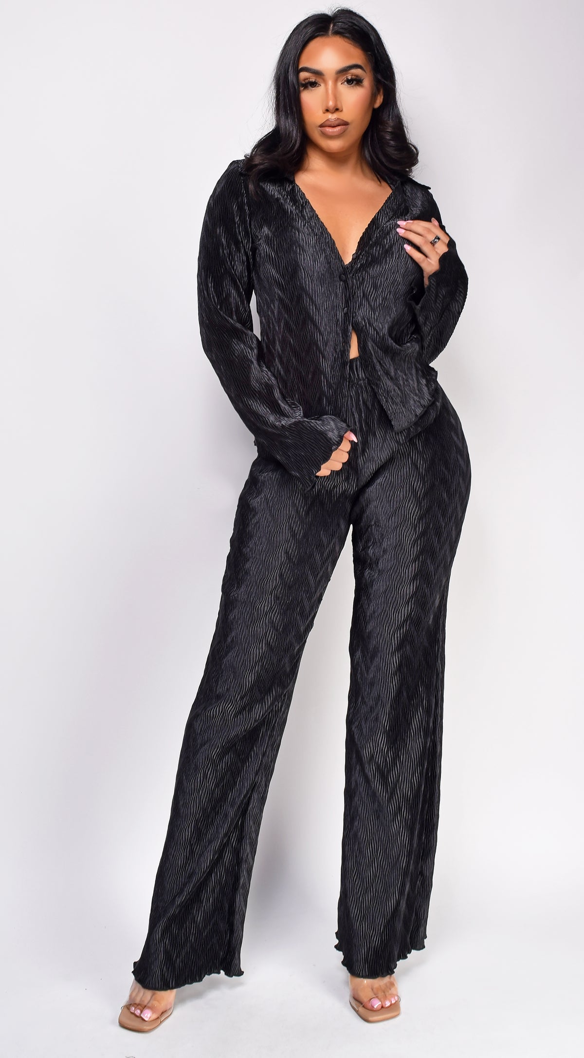 Elliana Black Long Sleeve Pants Set