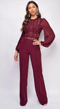 Nerine Burgundy Red Lace Jumpsuit