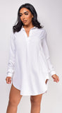 Myself And I White Linen Shirt Dress