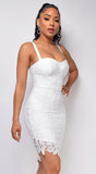 Secret Love White Bandage Lace Bustier Dress
