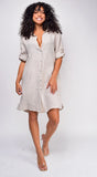 Sariyah Beige Linen Tunic Shirt Dress