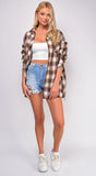 August Brown Flannel Plaid Oversized Shirt