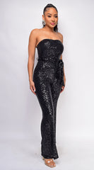Andrea Black Sequin Jumpsuit