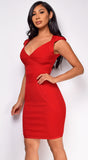 Victoria Red Ribbed Bandage Mini Dress