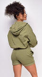 Rest Day Olive Green Fleece Zip Up Hoodie Set
