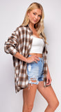 August Brown Flannel Plaid Oversized Shirt