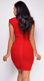 Victoria Red Ribbed Bandage Mini Dress